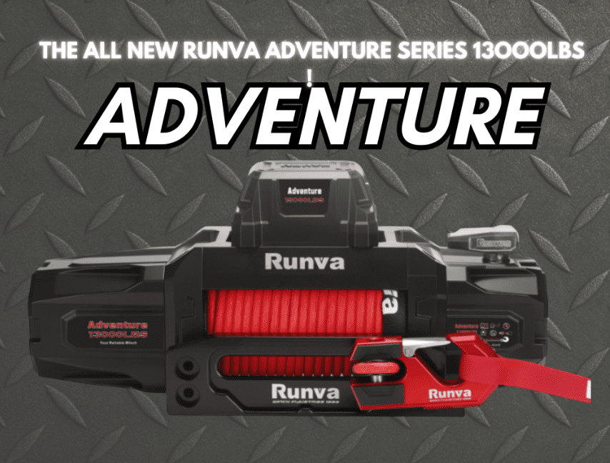 11000LBS ADVENTURE SERIES RUNVA WINCH – SYNTHETIC ROPE (4 990KG) 12V PREMIUM FULLY IP67 RATED