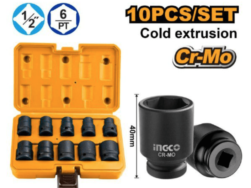 Ingco Impact Socket Set 1/2DR 10PC