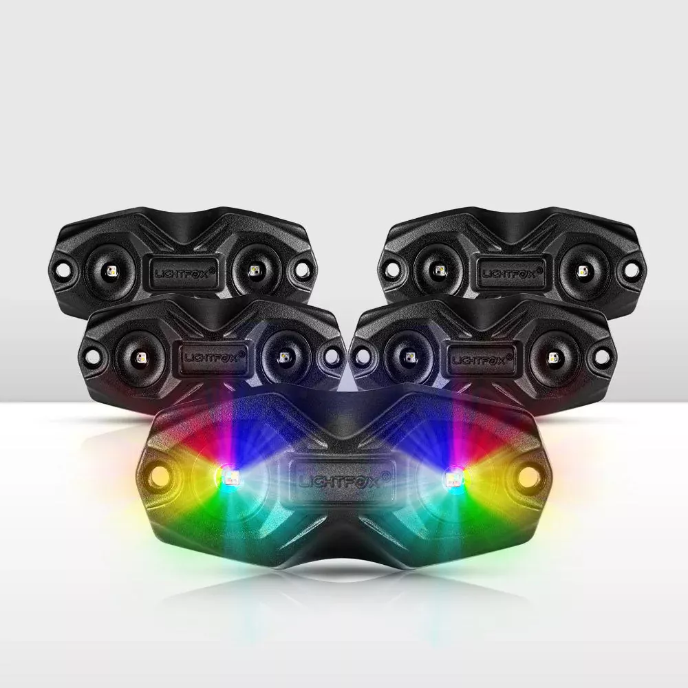 LIGHTFOX RGBW LED Rock Lights – 4 Pack