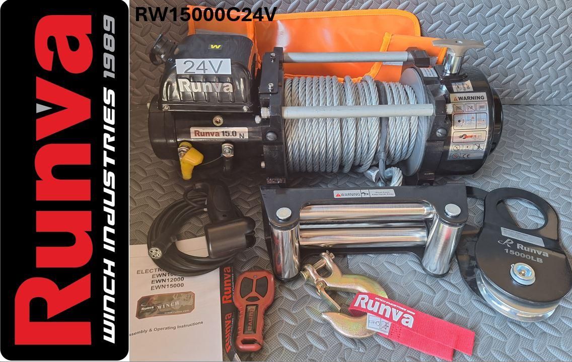 15000LBS – RUNVA WINCH 24V WITH STEEL CABLE 15000LBS (15 000LBS = 6 804KG)