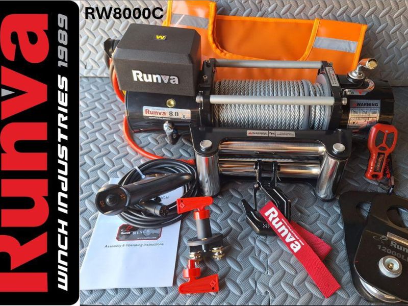 8000LBS – RUNVA WINCH 12V WITH STEEL CABLE (8 000LBS = 3 629KG)