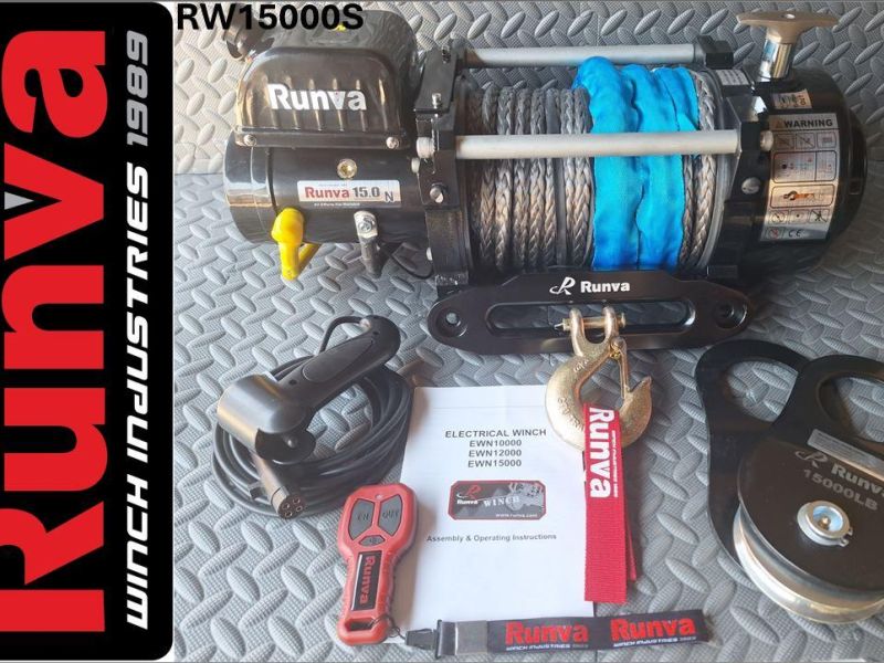 15000LBS – RUNVA WINCH 12V WITH SYNTHETIC ROPE 15000LBS (15 000LBS = 6 804KG)