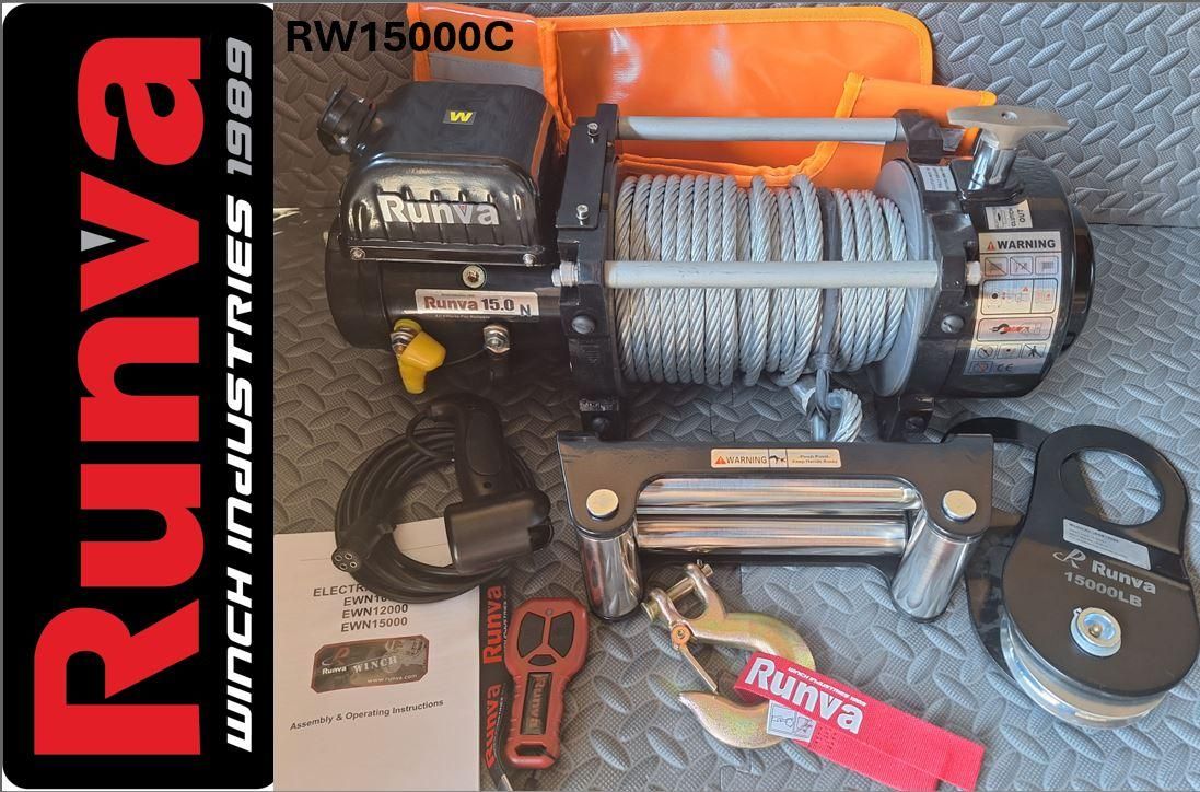 15000LBS – RUNVA WINCH 12V WITH STEEL CABLE 15000LBS (15 000LBS = 6 804KG)