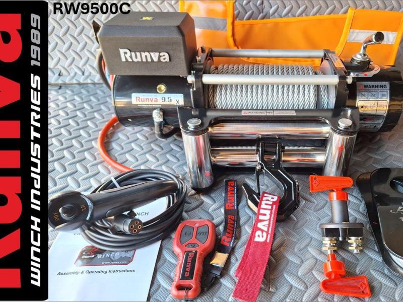 9500LBS – RUNVA WINCH 12V WITH STEEL CABLE (9 500LBS = 4 309KG)